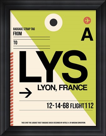 Framed LYS Lyon Luggage Tag I Print
