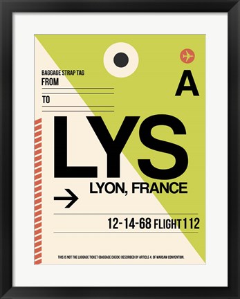 Framed LYS Lyon Luggage Tag I Print