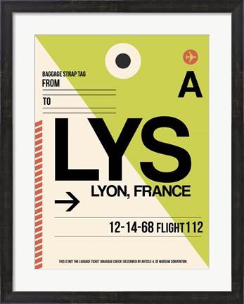 Framed LYS Lyon Luggage Tag I Print