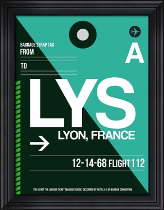 Framed LYS Lyon Luggage Tag II Print