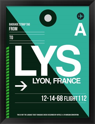 Framed LYS Lyon Luggage Tag II Print