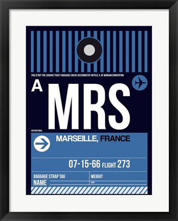 Framed MRS Marseille Luggage Tag II Print