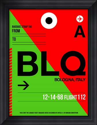 Framed BLQ Bologna Luggage Tag I Print