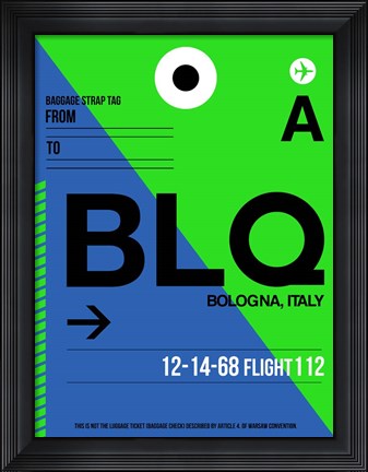 Framed BLQ Bologna Luggage Tag II Print