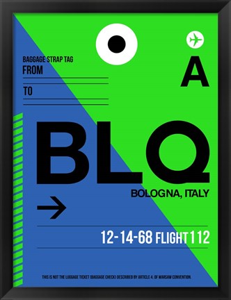 Framed BLQ Bologna Luggage Tag II Print