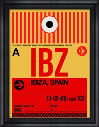 Framed IBZ Ibiza Luggage Tag I Print
