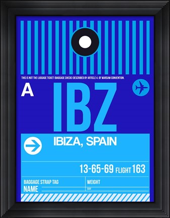 Framed IBZ Ibiza Luggage Tag II Print