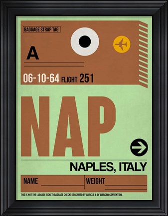 Framed APF Naples Luggage Tag I Print