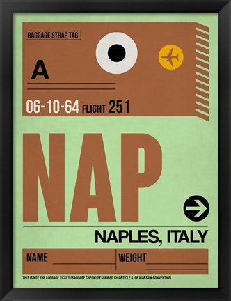 Framed APF Naples Luggage Tag I Print