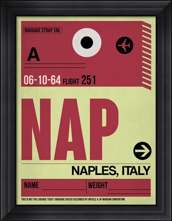 Framed APF Naples Luggage Tag II Print