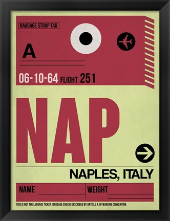 Framed APF Naples Luggage Tag II Print