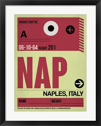 Framed APF Naples Luggage Tag II Print