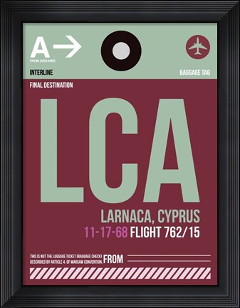Framed LCA Cyprus Luggage Tag II Print