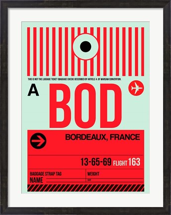 Framed BOD Bordeaux Luggage Tag I Print