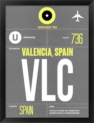 Framed VLC Valencia Luggage Tag II Print