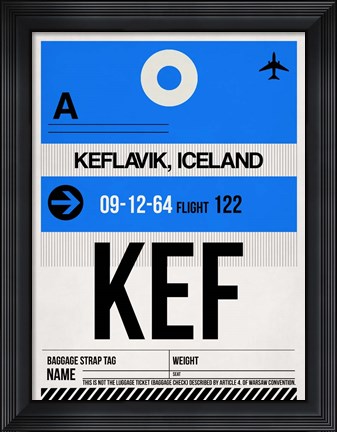 Framed KEF Keflavik Luggage Tag I Print