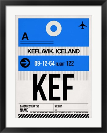 Framed KEF Keflavik Luggage Tag I Print