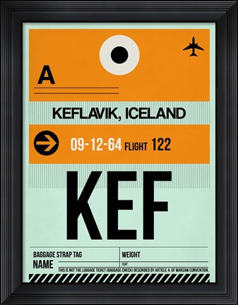 Framed KEF Keflavik Luggage Tag II Print