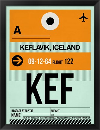 Framed KEF Keflavik Luggage Tag II Print