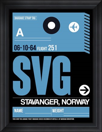 Framed SVG Stavanger Luggage Tag II Print