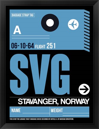 Framed SVG Stavanger Luggage Tag II Print