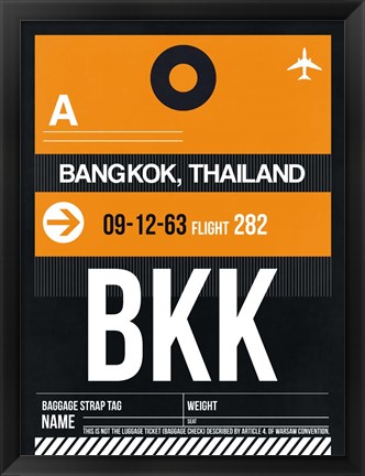 Framed BKK Bangkok Luggage Tag I Print