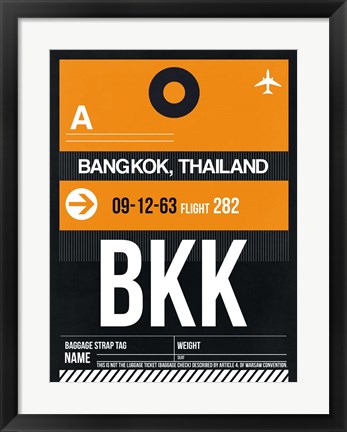 Framed BKK Bangkok Luggage Tag I Print