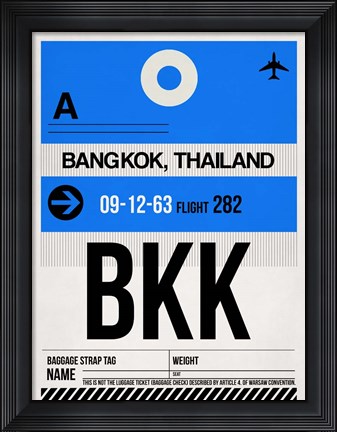 Framed BKK Bangkok Luggage Tag II Print