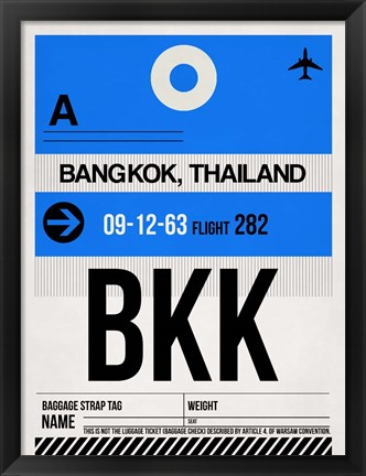 Framed BKK Bangkok Luggage Tag II Print