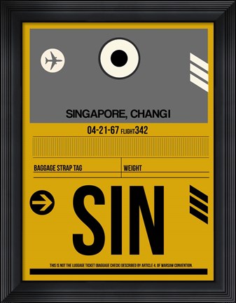 Framed SIN Singapore Luggage Tag I Print