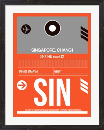 Framed SIN Singapore Luggage Tag II Print