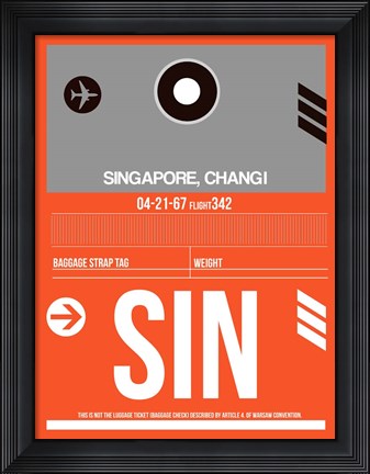 Framed SIN Singapore Luggage Tag II Print