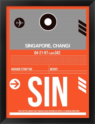 Framed SIN Singapore Luggage Tag II Print