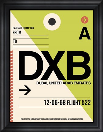 Framed DXB Dubai Luggage Tag I Print