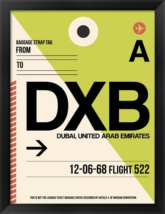 Framed DXB Dubai Luggage Tag I Print