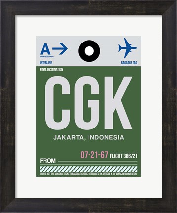 Framed CGK Jakarta Luggage Tag II Print
