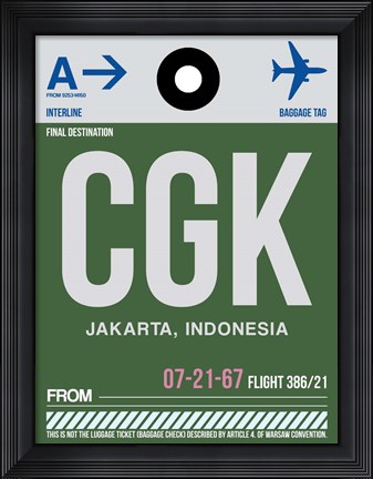 Framed CGK Jakarta Luggage Tag II Print