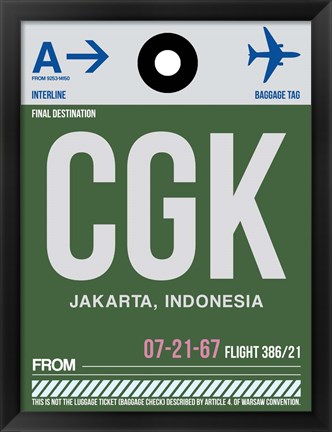 Framed CGK Jakarta Luggage Tag II Print