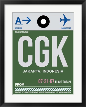Framed CGK Jakarta Luggage Tag II Print