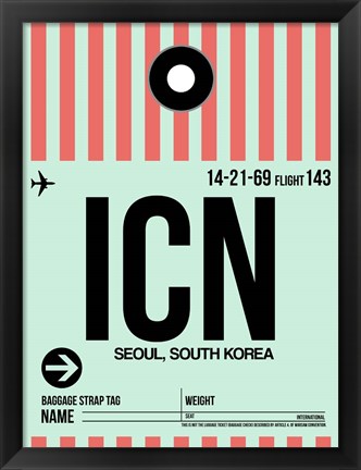 Framed ICN Seoul Luggage Tag I Print