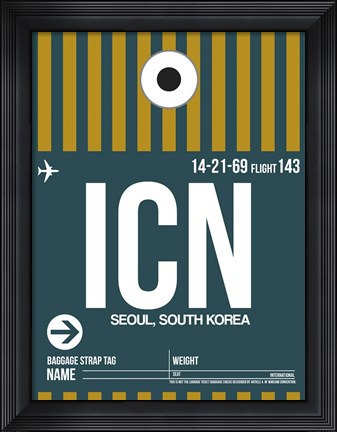 Framed ICN Seoul Luggage Tag II Print