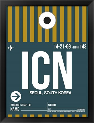 Framed ICN Seoul Luggage Tag II Print