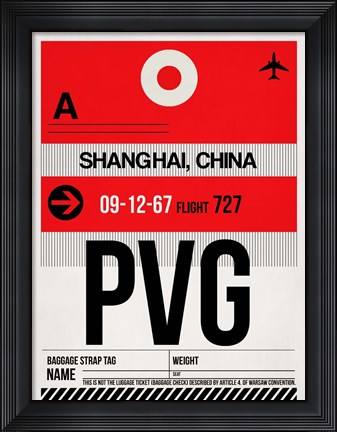 Framed PVG Shanghai Luggage Tag I Print