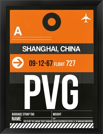 Framed PVG Shanghai Luggage Tag II Print