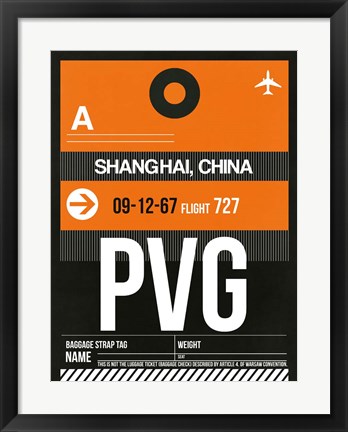 Framed PVG Shanghai Luggage Tag II Print