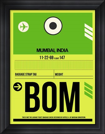 Framed BOM Mumbai Luggage Tag I Print