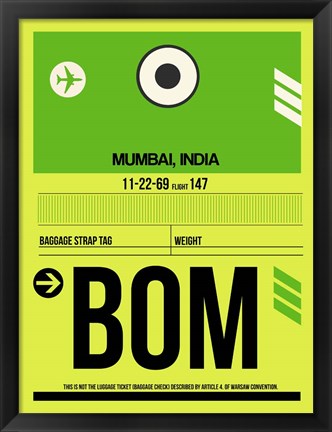 Framed BOM Mumbai Luggage Tag I Print