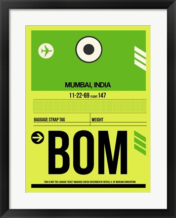 Framed BOM Mumbai Luggage Tag I Print