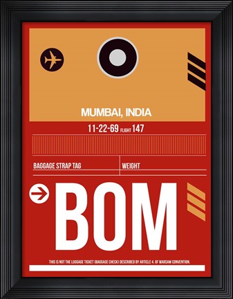 Framed BOM Mumbai Luggage Tag II Print
