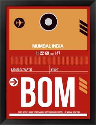 Framed BOM Mumbai Luggage Tag II Print